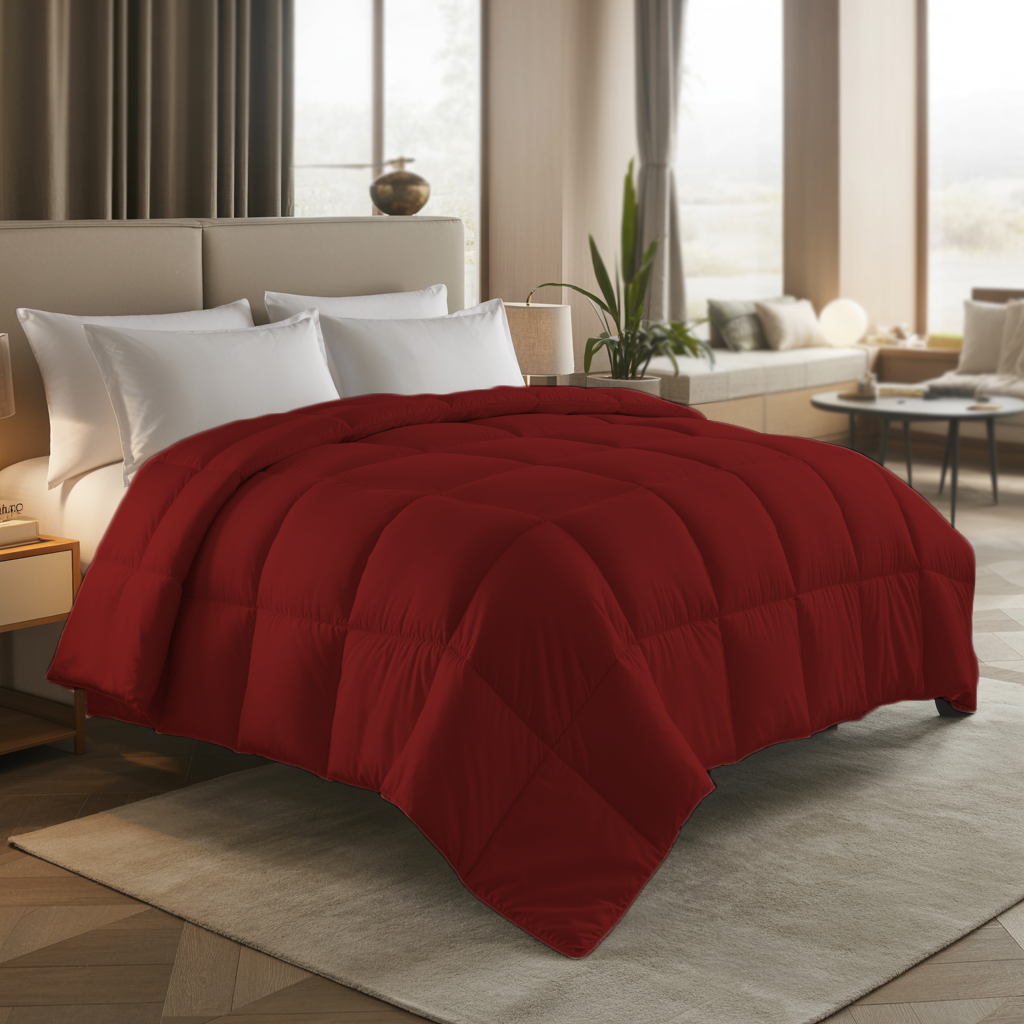 Cloudlite | 100 GSM Comforter – Ultra-Light, Travel, AC-Friendly | Burgundy