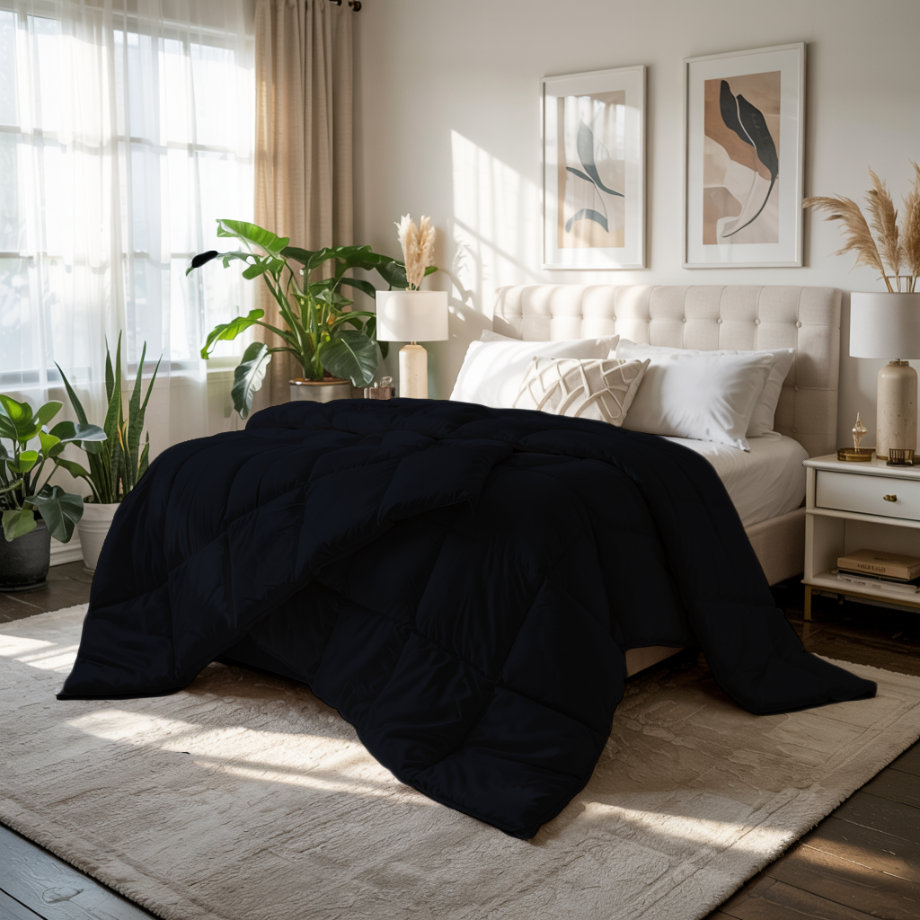 Wrapure | 300 GSM Comforter – All-Season Warmth, Balanced Comfort | Black