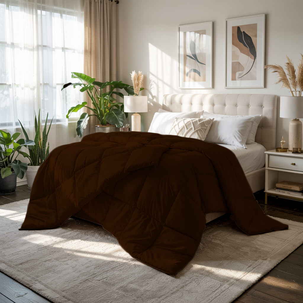 Wrapure | 300 GSM Comforter – All-Season Warmth, Balanced Comfort | Chocolate Brown