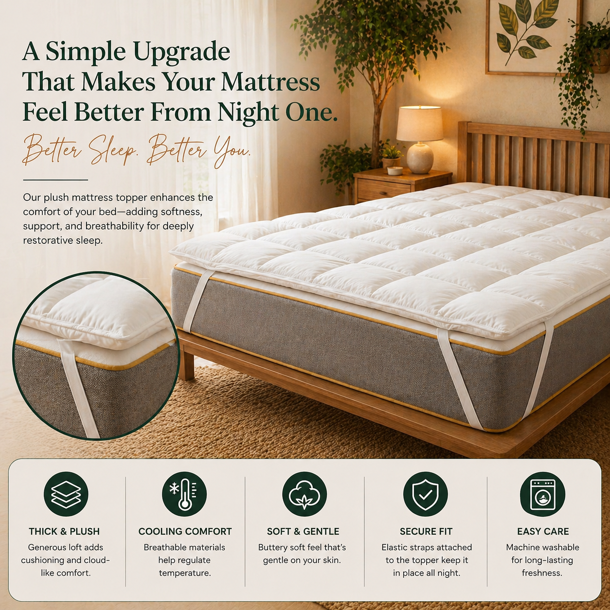 CloudRest™ Mattress Topper Smooth Microfiber
