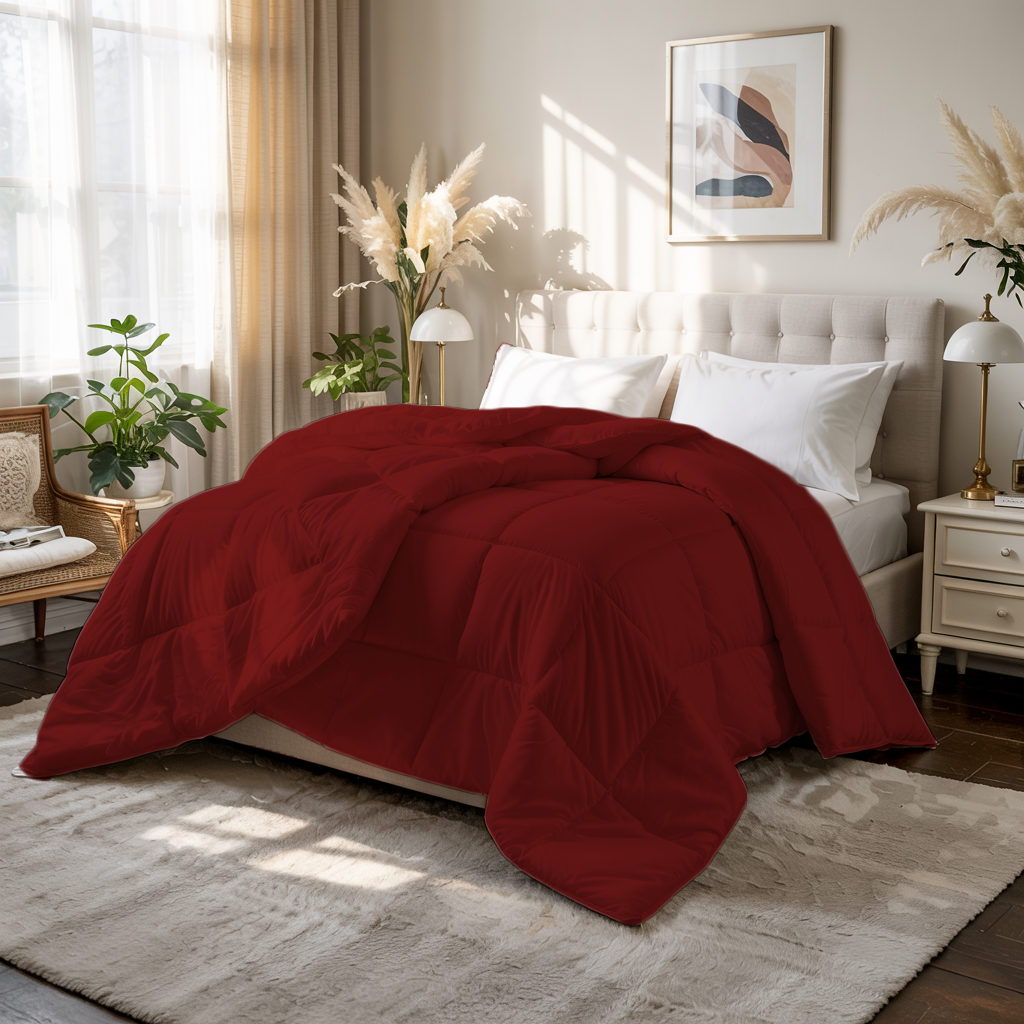 Winterloom | 500 GSM Comforter | Ultra Warm, Plush, Winter-Ready | Burgundy