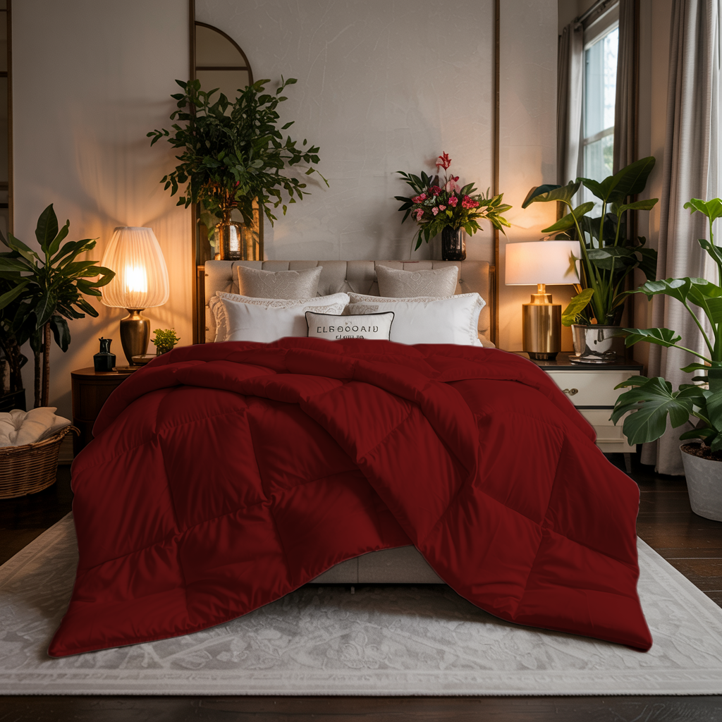 Winterloom | 500 GSM Comforter | Ultra Warm, Plush, Winter-Ready | Burgundy