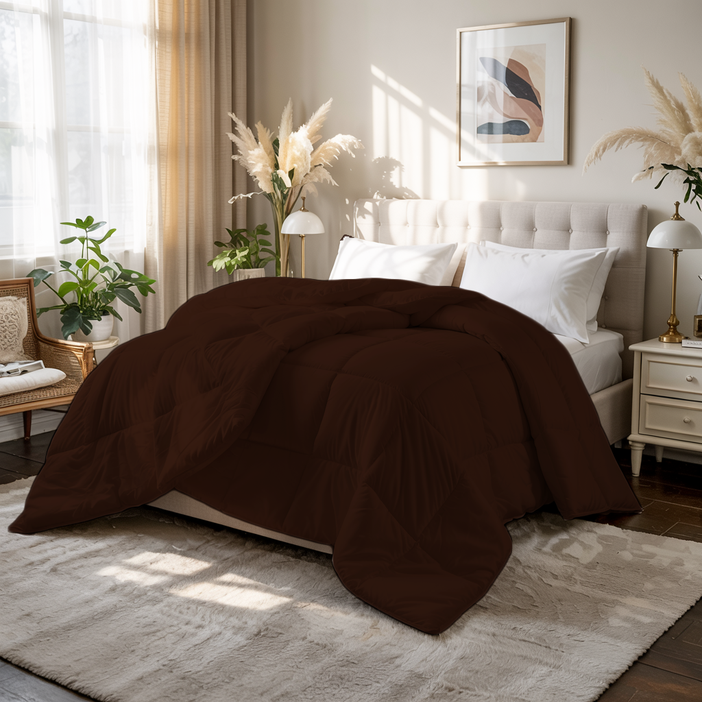 Winterloom | 500 GSM Comforter | Ultra Warm, Plush, Winter-Ready | Chocolate Brown