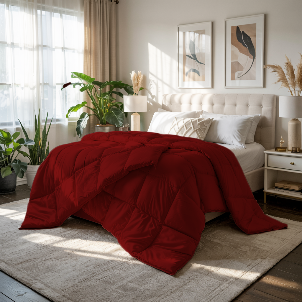 Wrapure | 300 GSM Comforter – All-Season Warmth, Balanced Comfort | Burgundy